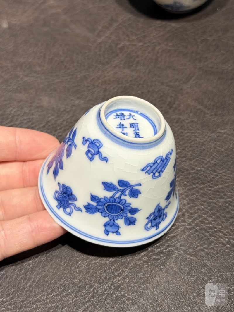 清康熙 青花清供图茶杯（一组六件） - 图33